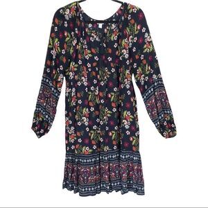 Time And True Two Piece Long Sleeve Pleated Floral Dress Size Small
